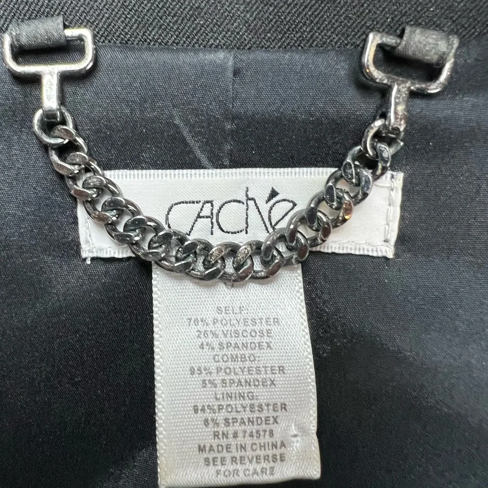 Cache Women's 0 Black Single Hook-Eye Clasp Stretch Blazer Suit Jacket - Picture 4 of 5